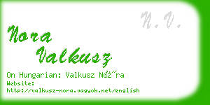nora valkusz business card